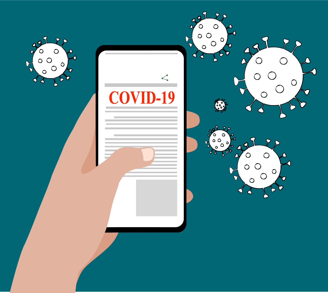 cell phone with a person linking to covid-19 related information